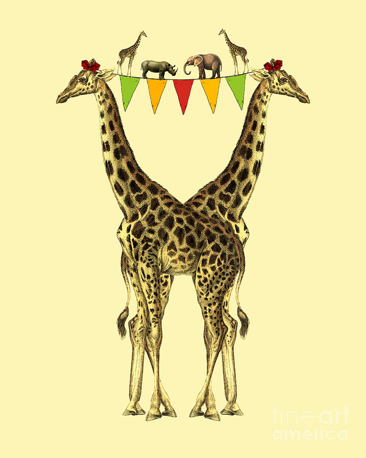 Giraffe Digital Art - Party Theme Giraffes by Madame Memento
