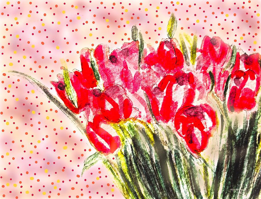 Party Tulips Painting by Angela Davies