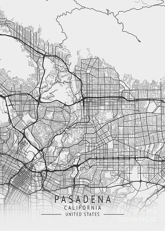 Pasadena California Us Gray City Map Digital Art By Tien Stencil Fine Art America 0778