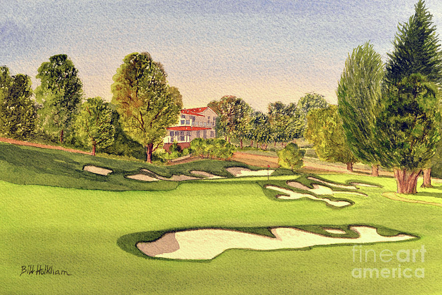 Clubhouse Painting - Pasatiempo Golf Course Hole 3 Santa Cruz by Bill Holkham