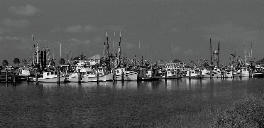 Pass Christian Mississippi Marina in Black and White Photograph by James C Richardson