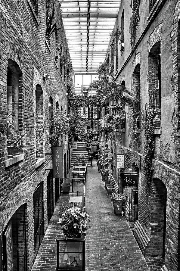 Passageway - Old Market - Omaha - From the North - BW Photograph by Nikolyn McDonald