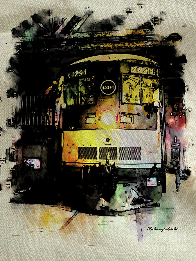 Passenger Car front view - California State Railroad Museum Digital Art by Aurelia Schanzenbacher