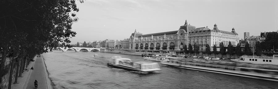 Passenger Craft In A River, Seine River, Musee DOrsay, Paris, France Photograph by Panoramic Images