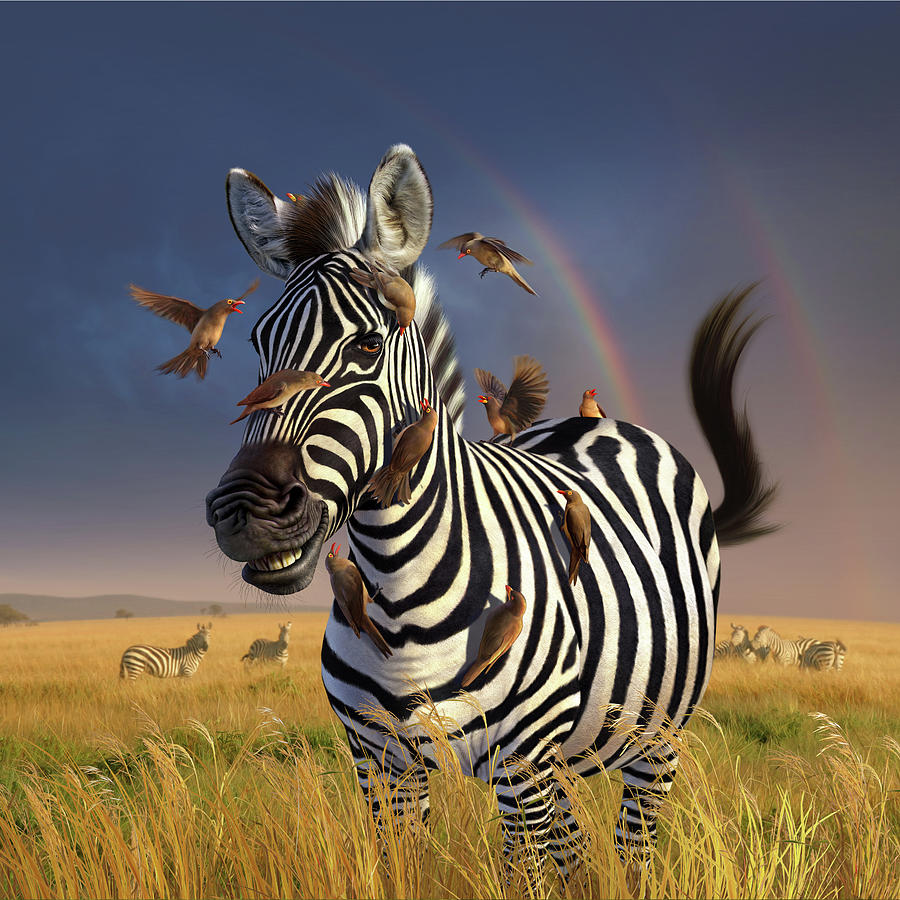 Zebra Digital Art - Passengers by Jerry LoFaro
