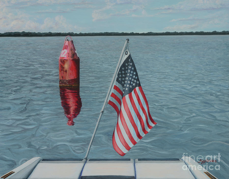Passing Channel Marker 12 Potomac River Painting by Aicy Karbstein