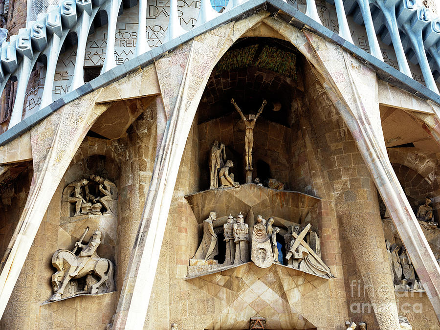 Passion Facade at the Sagrada Familia in Barcelona Photograph by John Rizzuto