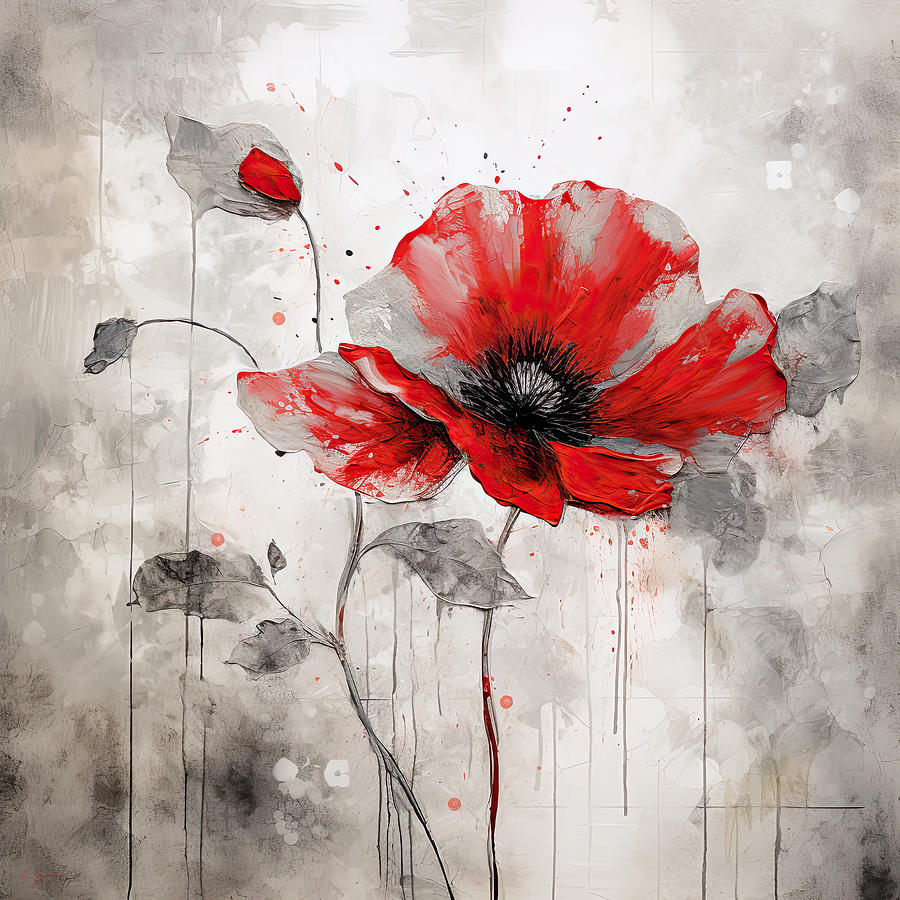 Passionate Red Poppy Art Painting by Lourry Legarde