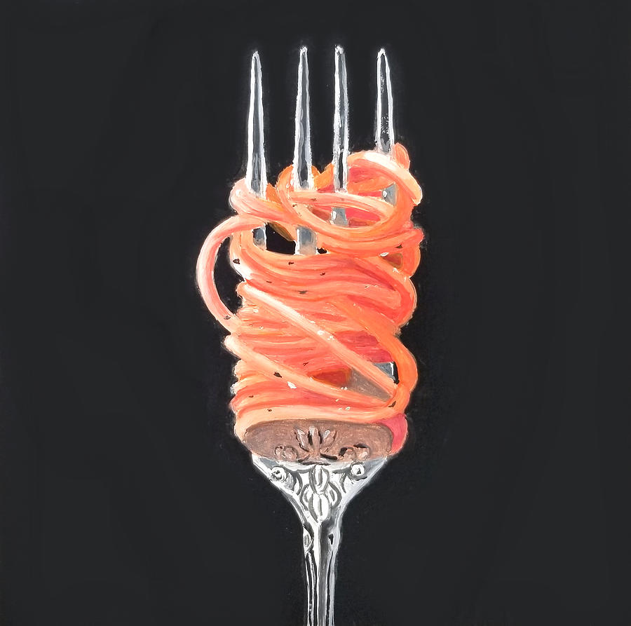 Spaghetti Painting - Pasta Night by Karyn Robinson