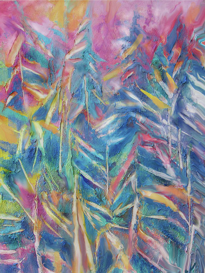 Pastel Abstract Evergreens Painting by Jean Batzell Fitzgerald