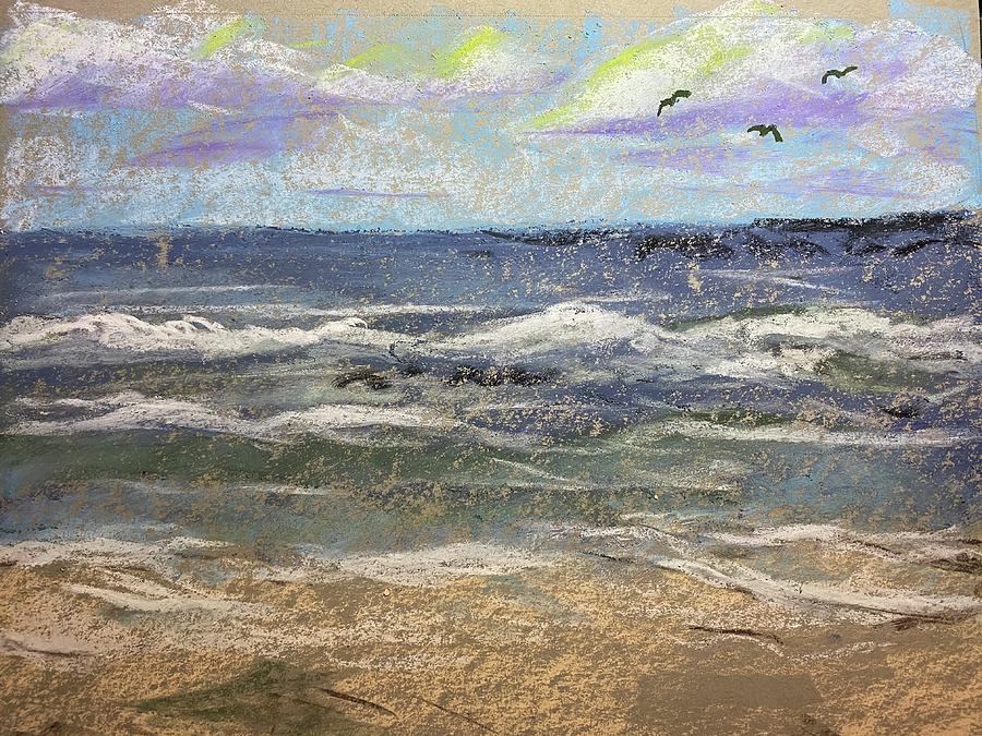 Pastel Beach Drawing by Larry Whitler