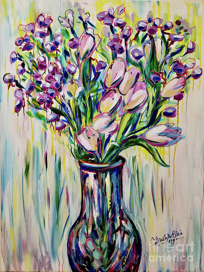 Pastel Bouquet Painting by Catherine Gruetzke-Blais