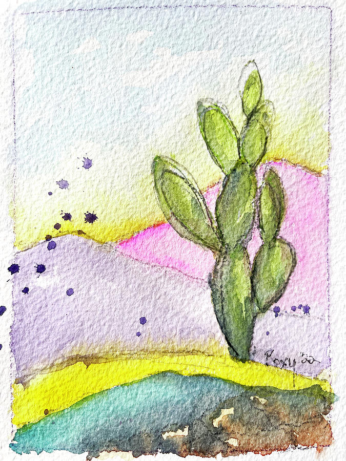 Pastel Cactus Painting by Roxy Rich