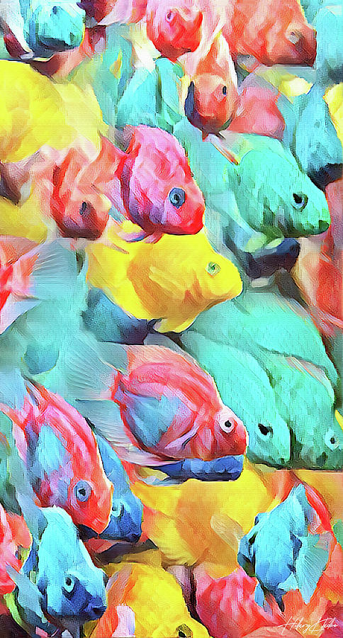 Pastel Fish Vertical Pano Painting by Hillary Kladke