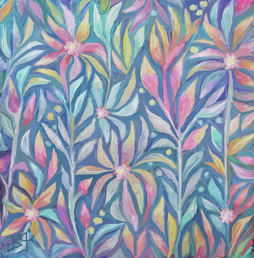 Pastel Flower Pattern 227 Painting by Jean Batzell Fitzgerald