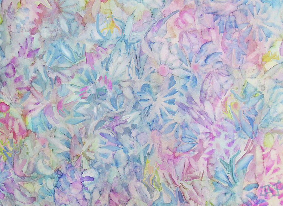 Pastel Flower Pattern Painting by Jean Batzell Fitzgerald