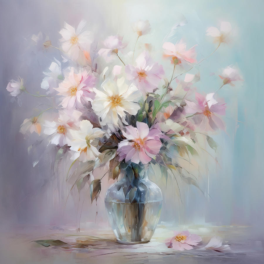 Flower Photograph - Pastel Flowers In A Vase by Athena Mckinzie