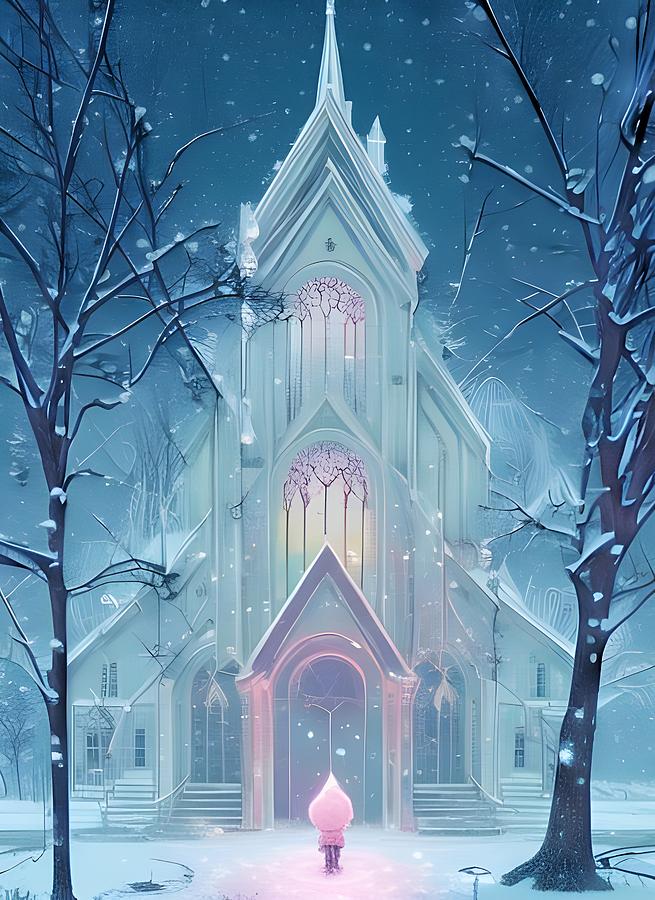Pastel Ghost Church  Digital Art by Beverly Read