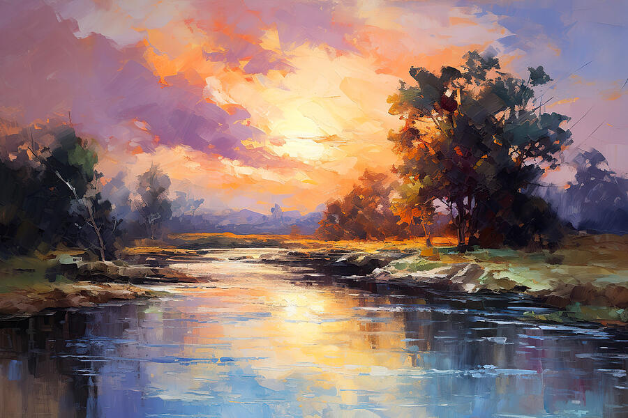 Sunset Painting - Pastel Glow by Matt Black