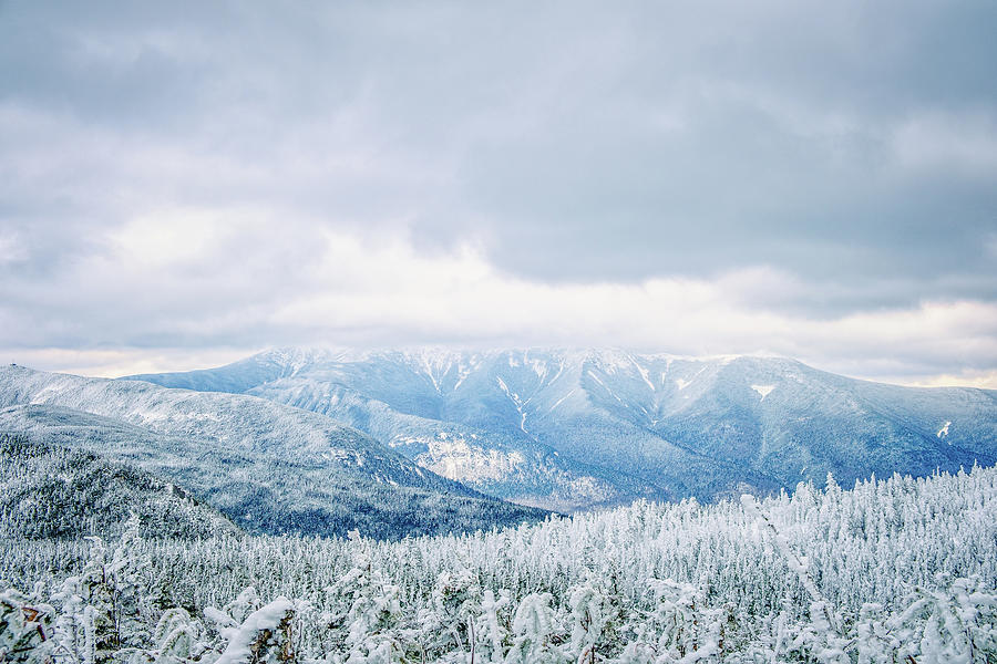 Pastel Peaks, Franconia Ridge In Winter. Photograph by Jeff Sinon