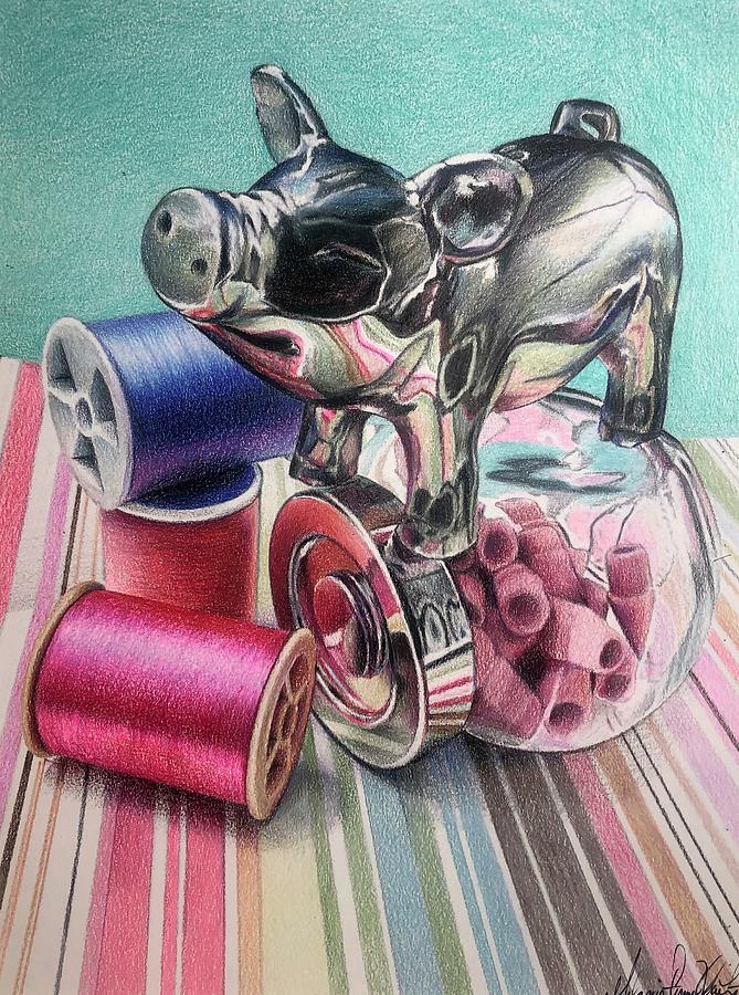 Drawing Drawing - Pastel Piglet by Melanie Stimmell Van Latum Drawing Drawing - Pastel Piglet by Melanie Stimmell Van Latum