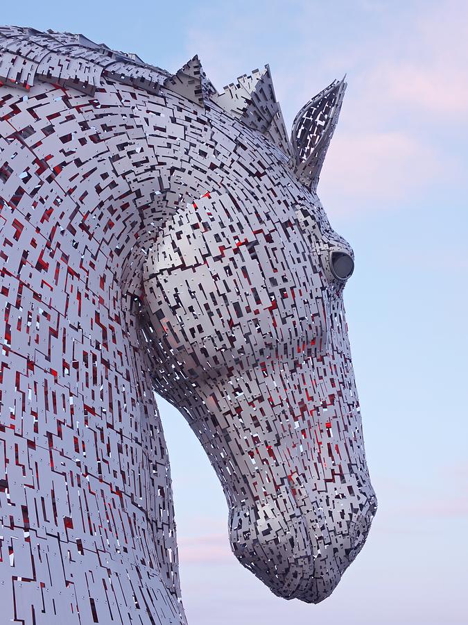 Pastel Pink Skies at the Kelpies Photograph by Stephen Taylor