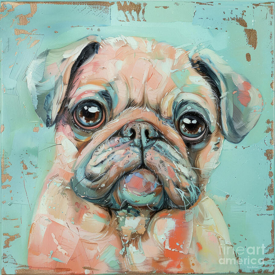Pastel Pug Painting by Tina LeCour