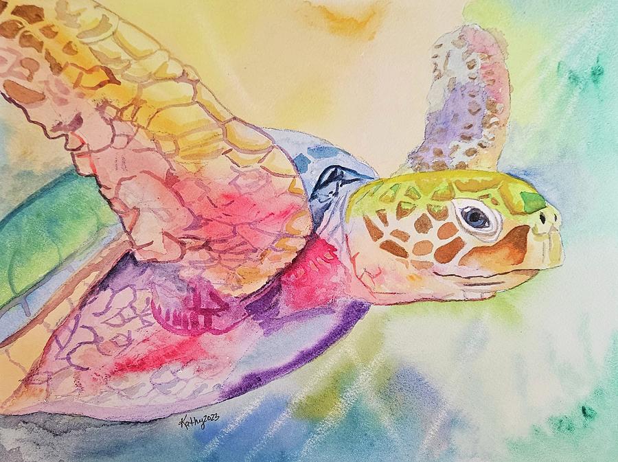 Pastel Sea Turtle Painting by Kathy Sloan Roberts - Pixels