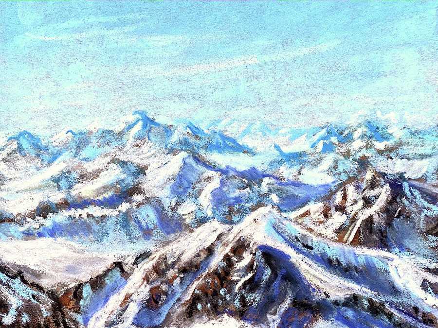 Pastel Snowy Mountains Pastel by Masha Batkova