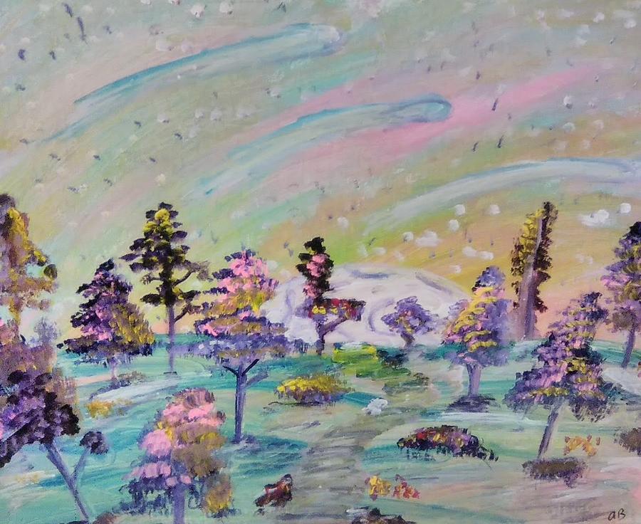 Pastel Star Garden Painting by Andrew Blitman