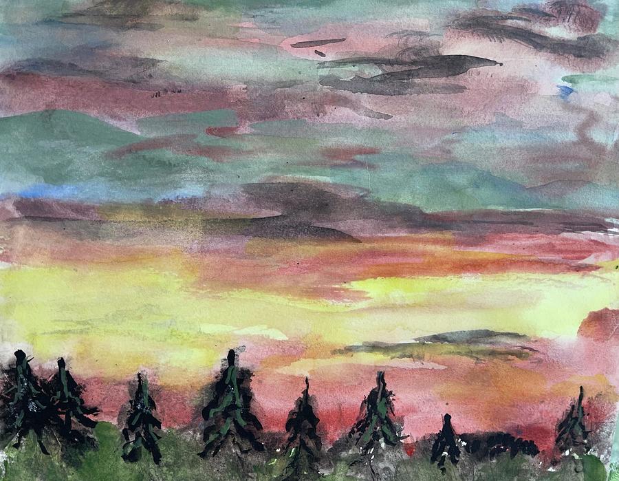 Pastel Sunset Painting by Lucille Valentino