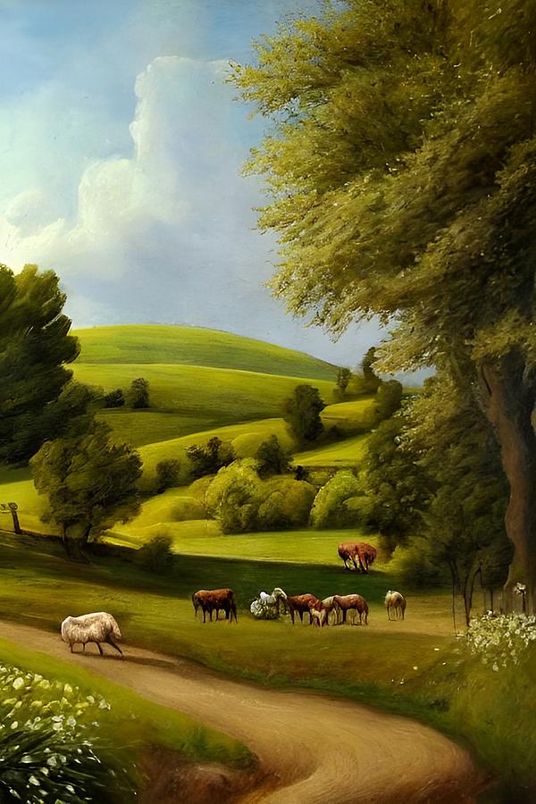 Pastoral Summer Scene Painting by Bonnie Bruno