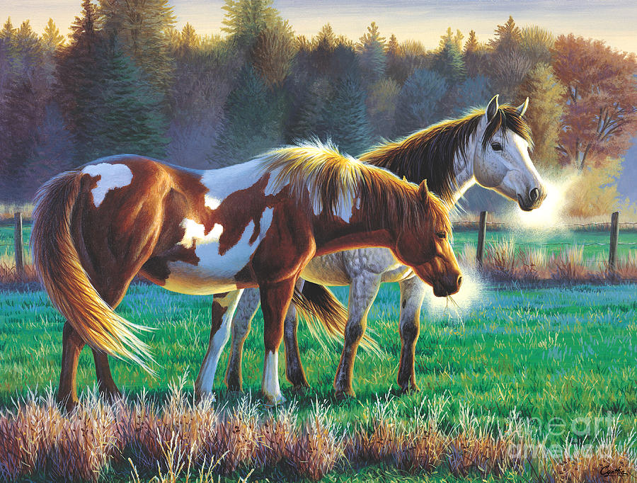 Pasture Buddies, Horses Painting by Cynthie Fisher