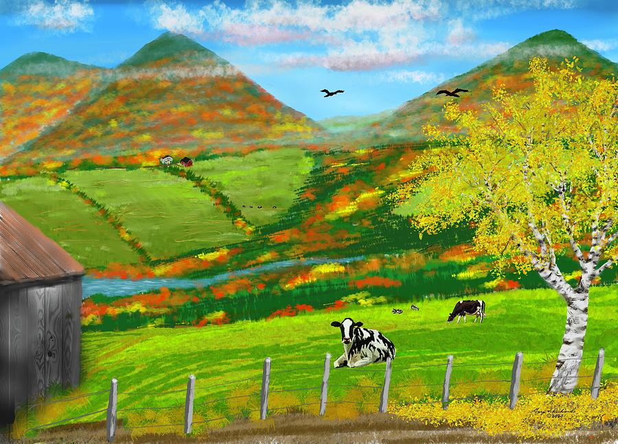 Pasture By The Birch Digital Art