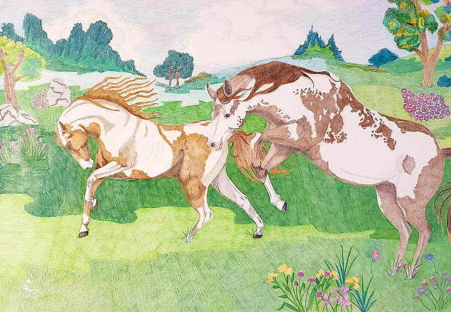 Pasture Friends Drawing by Equus Artisan