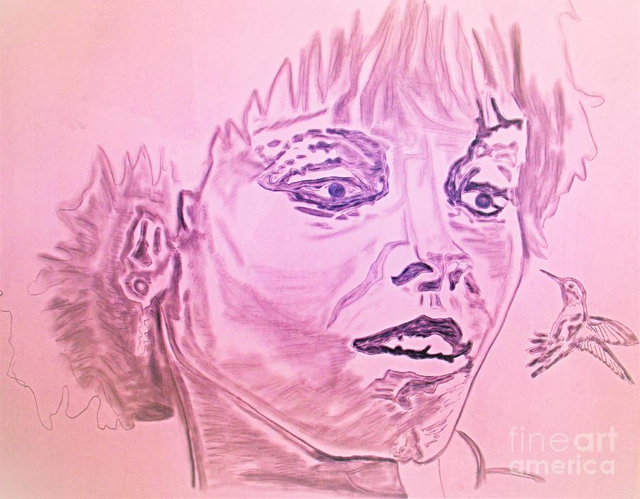 Pat Benatar Portrait from the 80s with Hummingbird  Drawing by Barbara Donovan