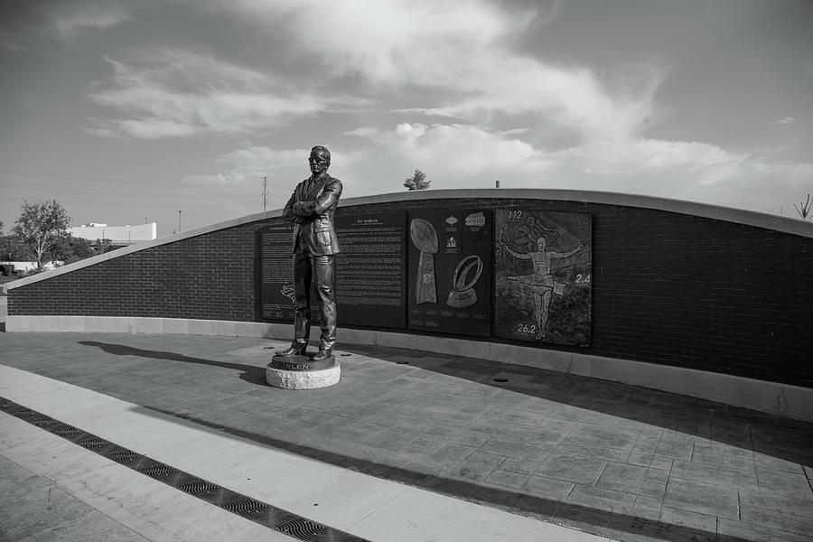 Pat Bowlen statue outside Empower Field at Mile High Stadium in Denver Colorado in black and white Photograph by Eldon McGraw