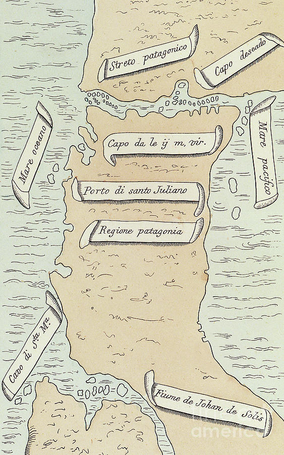 Patagonia and Tierra del Fuego  Drawing by Antonio Pigafetta