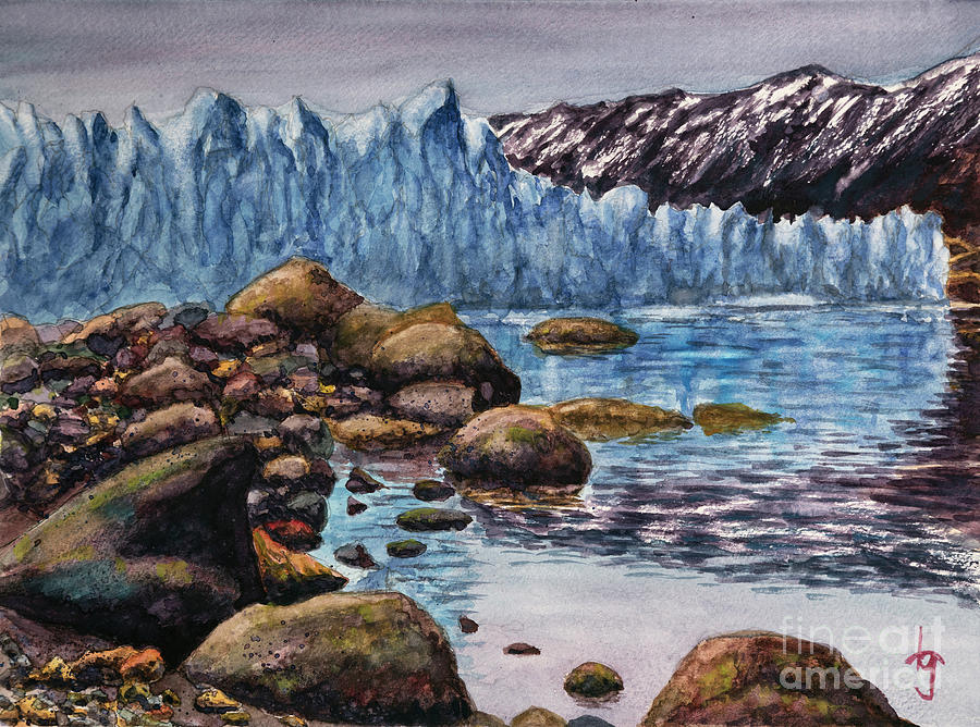 Patagonia glacier watercolor Painting by Bernardo Galmarini