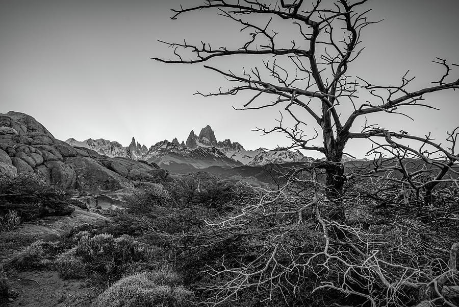Patagonia Landscape Black And White Photograph