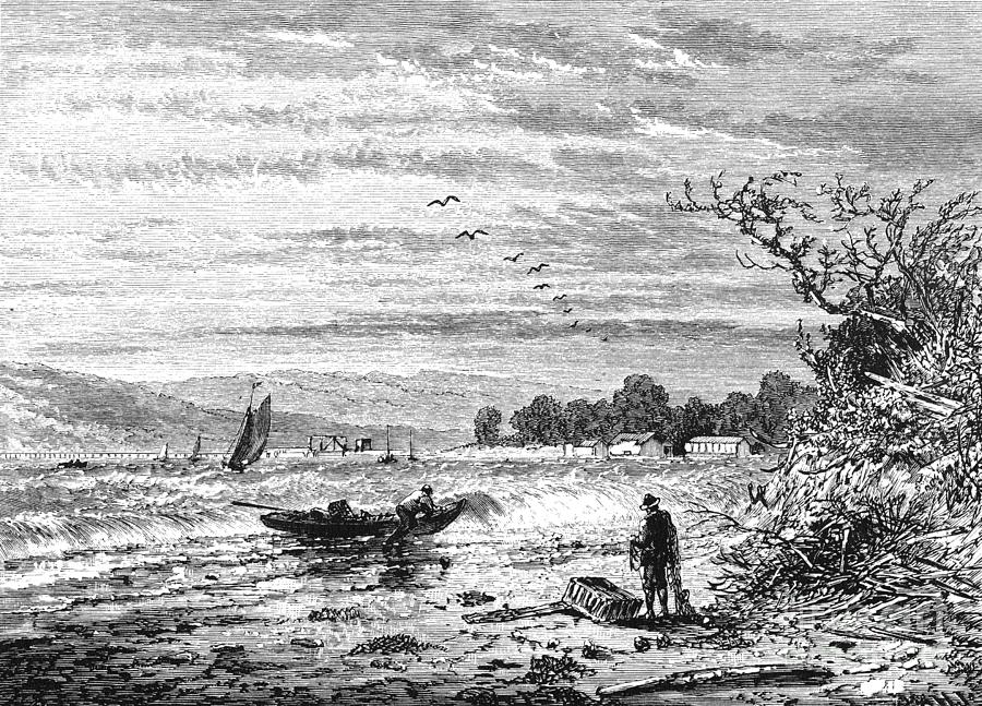 Patapsco River, Maryland, 1874 Drawing by Granville Perkins