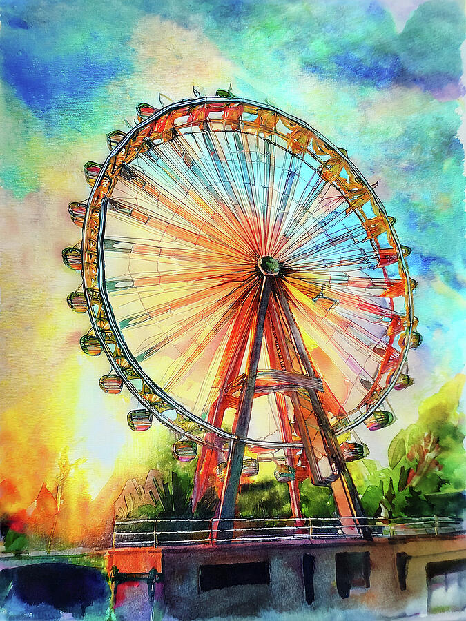 Patch of Blue - Watercolor Ferris Wheel by Bob Orsillo Painting by Bob Orsillo Patch of Blue - Watercolor Ferris Wheel by Bob Orsillo Painting by Bob Orsillo