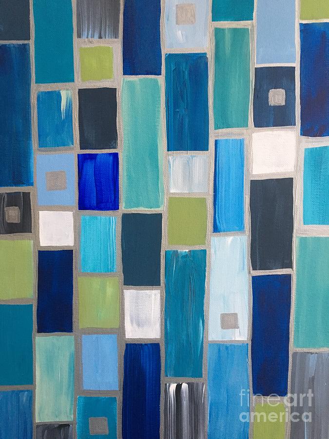 Patchwork Blue Painting by Debora Sanders