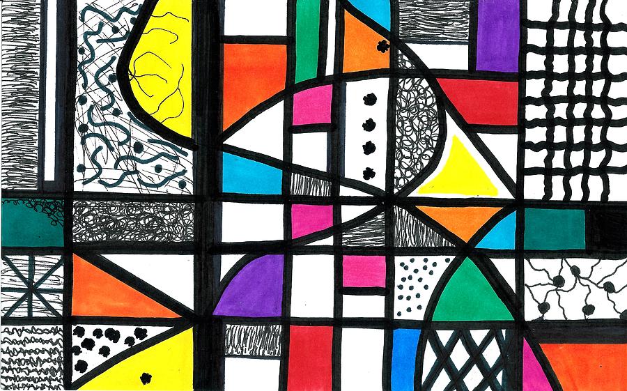 Patchwork Doodle 4 Drawing by Susan Schanerman