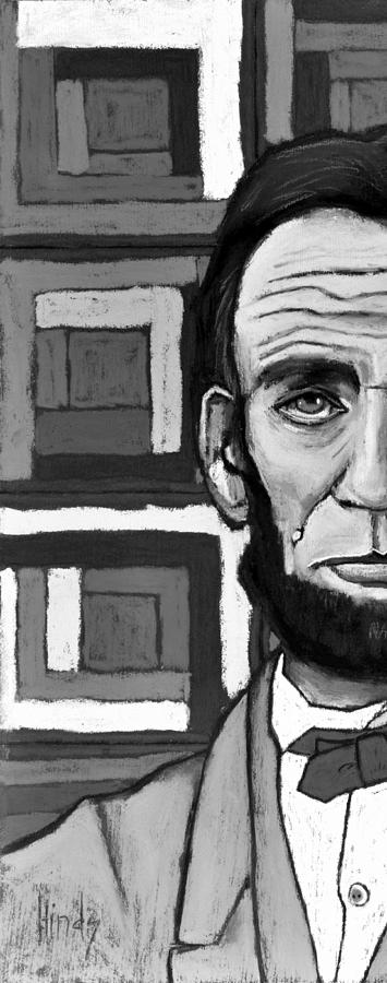 Patchwork Lincoln Black and White - Crop Painting by David Hinds