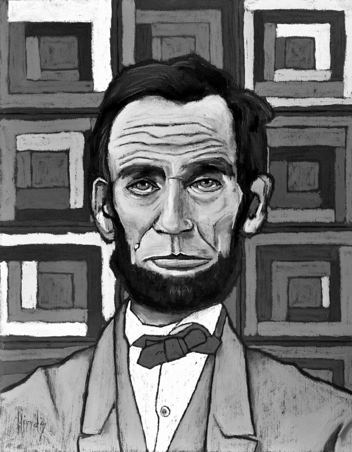 Patchwork Lincoln Black and White  Painting by David Hinds