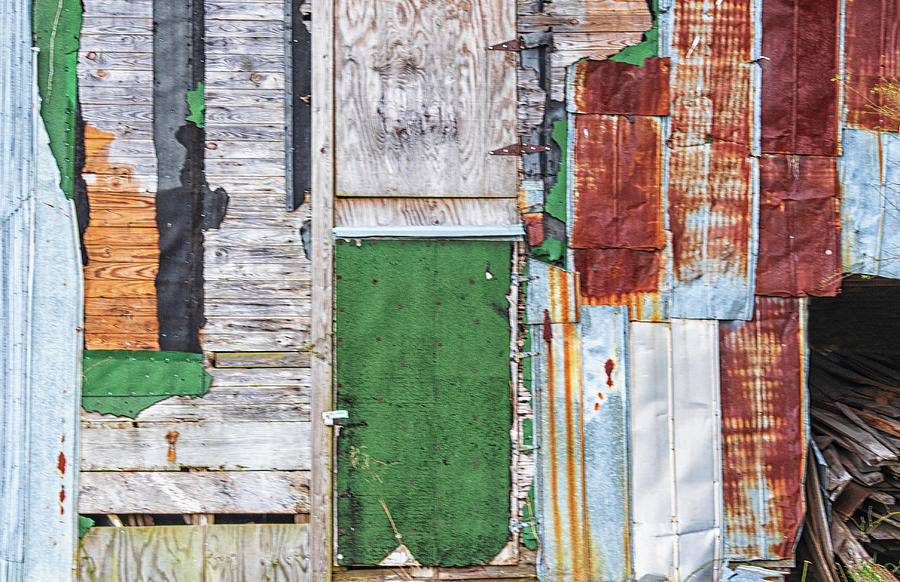 Patchwork Shed Wall - Rural Decay Photograph by Bob Decker
