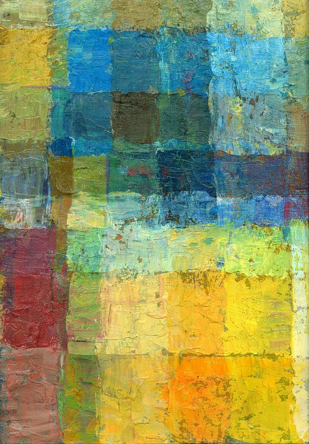 Patchwork with Blue Painting by Michelle Calkins