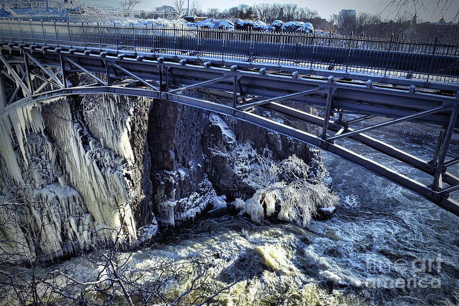 Winter Photograph - Paterson Bridge Over the Great Falls by Paul Ward