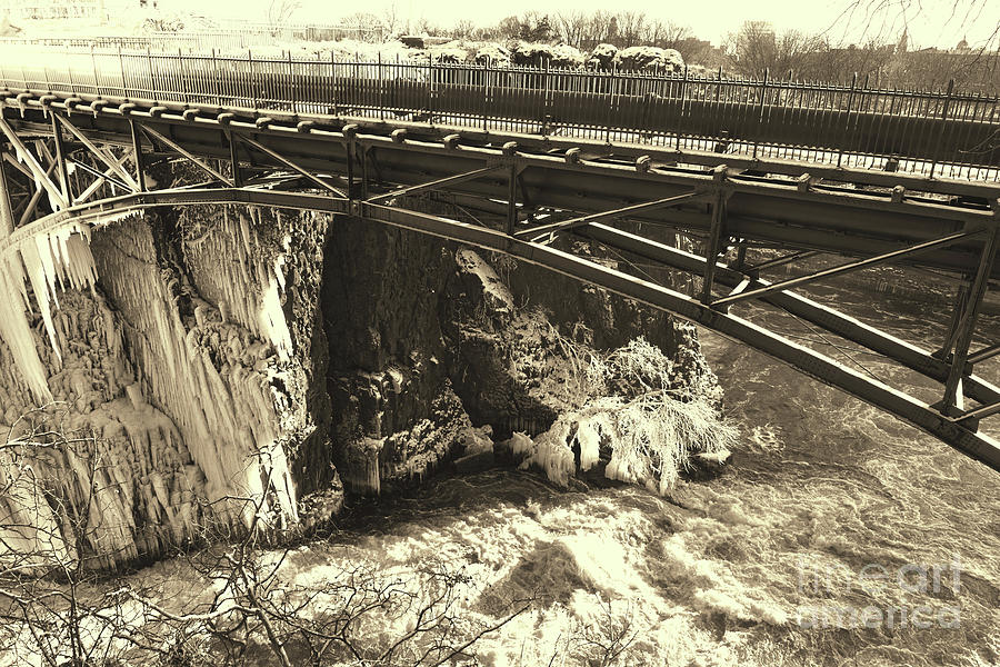 Paterson Bridge Over the Great Falls retro sepia Photograph by Paul Ward